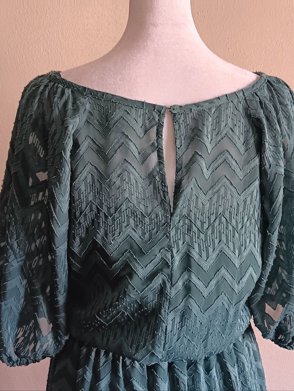 Green Elastic Waist, Maxi Dress, A New Day Size Small, Casual Cottagecore Summer - Picture 3 of 9